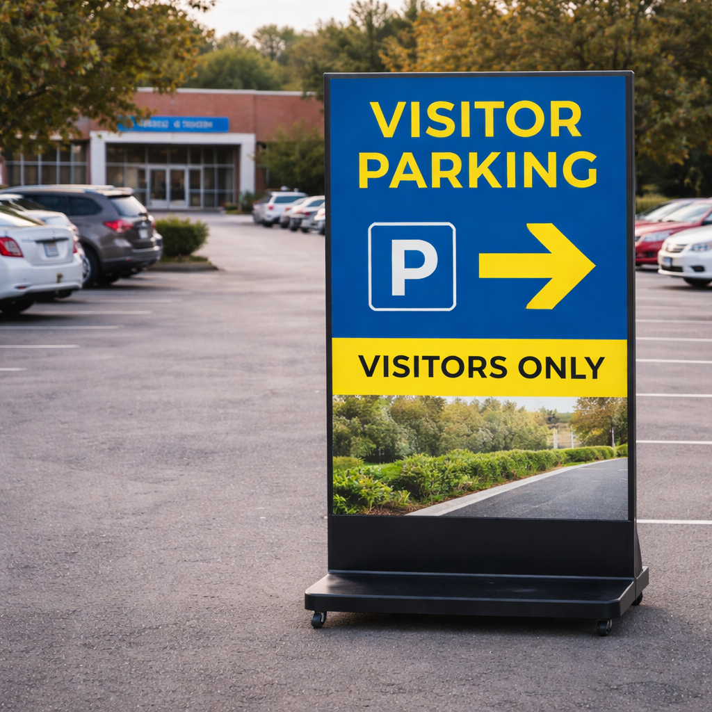 SafetyLinQ SmartBoard directing visitor parking